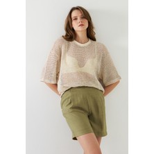 Camenta Bisiklet Yaka Simli File Merserize Triko