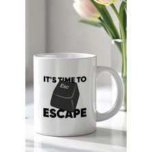 YasBey Design Yazılımcılara Özel Escape Key Temalı 330ML Baskılı Beyaz Seramik Kupa Bardak