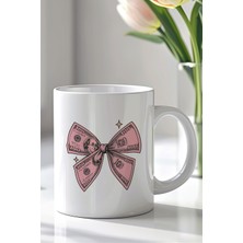 YasBey Design Para Figürlü 330ML Baskılı Beyaz Seramik Kupa Bardak