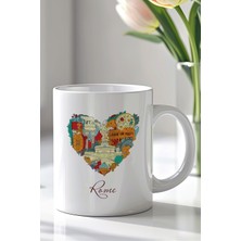 YasBey Design Italya Roma Temalı 330ML Baskılı Beyaz Seramik Kupa Bardak