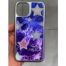Iphone 13 ve 14 Uyumlu Yıldız Desenli Epoksi Kılıf Parıltılı Silikon Telefon Kılıfı