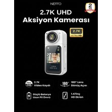 Neffo 2.7k UHD Aksiyon Kamerası – 1.5'' Ekranlı, 180° Ayarlanabilir Lens, Wifi Uygulama Kontrollü-Siyah