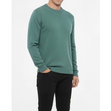 Italyan Stil Slim Fit Erkek Bisiklet Yaka Triko Kazak Yeşil T13128