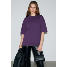 Softandbasic Kadın %100 Organik Pamuk Oversize Fit Basic Yuvarlak Yaka T-Shirt