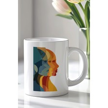 YasBey Design Modern Art Kadın Silüeti 330ML Baskılı Beyaz Seramik Kupa Bardak