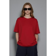Softandbasic Kadın %100 Organik Pamuk Oversize Fit Basic Yuvarlak Yaka T-Shirt