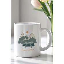 YasBey Design Gezginlere Özel Tasarım 330ML Baskılı Beyaz Seramik Kupa Bardak