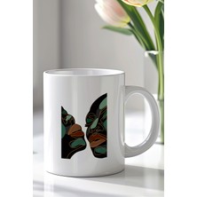 YasBey Design Soyut Yüz Figürlü 330ML Baskılı Beyaz Seramik Kupa Bardak