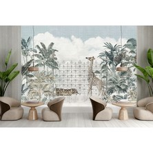 Arterior Wallpaper Bahçede Zürafa Maymun Poster Duvar Kağıdı