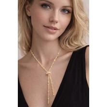 Stainless Steel Imperial Drop – Ayarlanabilir Taşlı Altın Kaplama Lüks Y Kolye