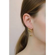 Sacce Scarves & Accessories Asimetrik Rose Gold Zincir Charm Halka Küpe