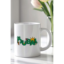 YasBey Design Dubai Temalı 330ML Baskılı Beyaz Seramik Kupa Bardak