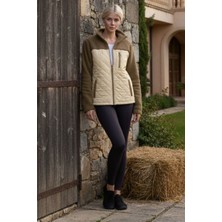 Knup Kadın Bej Fermuarlı Kışlık Sweatshirt - Cepli