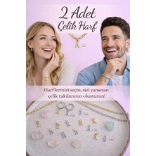 Sacce Scarves & Accessories 2 Adet Çelik Harf Charm (Gold & Silver)