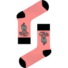 Carnaval Socks Don\'t Fu.king Touch Me Kedi Tasarım Renkli Soket Çorap