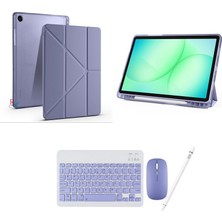 Redmud Teknoloji Samsung Galaxy Tab A11 Plus SM-X230 ile Uyumlu Standlı Kılıf Klavye Mouse ve Dokunmatik Kalem Seti