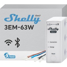 Shelly 3EM-63W Gen3 Akıllı 3 Faz Enerji Ölçer