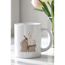YasBey Design Kahve Fincanı Figürlü 330ML Baskılı Beyaz Seramik Kupa Bardak