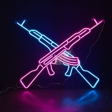 Neonled Çapraz Ak-47 Tüfek Neon (Isimsiz) 78X67 cm