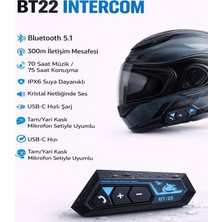 Moxti Bt-22 Kask Kulaklık BT22 Bluetooth Motosiklet Kulaklık 5.0 Bluetooth Intercom Motosiklet Kulaklık