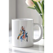 YasBey Design Birlik ve Dayanışma Temalı 330ML Baskılı Beyaz Seramik Kupa Bardak