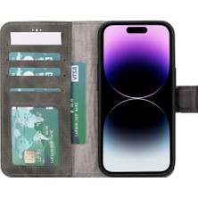 Gp Iguana Apple iPhone 15 Uyumlu Deri Cüzdanlı Kılıf Mwwn VS4EF Gri