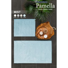 Merinos Pamella 2 Li Banyo Paspas Takımı Mist Mavi