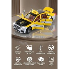 Craftivio Mercedes E-Serisi Taksi 1:24 Ölçek Diecast Metal Model Araba - Işıklı, Sesli ve Süspansiyonlu