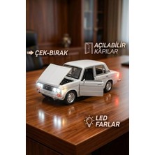 Craftivio Lada Vaz 2107 Metal Diecast Model Araba 1:24 Ölçek (18CM) Sesli Işıklı Çek Bırak Beyaz