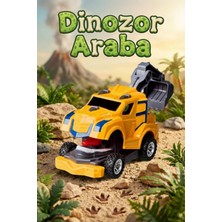 Craftivio Dinozor Dönüşen Araba Çarpınca Açılan Robot Kamyon Sürtmeli Oyuncak Iş Makinesi Sarı