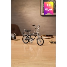 Craftivio Siyah Yüksek Kaliteli Metal 1:8 Ölçek Koleksiyonluk Die Cast Model Retro Vintage Bisiklet
