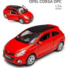 Craftivio Kırmızı 1:34 Ölçek Die Cast Kapıları Açılır Lisanslı Opel Corsa Opc Oyuncak Metal Model Araba