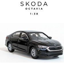Craftivio Siyah 1:38 Ölçek Die Cast Kapıları Açılır Lisanslı Skoda Octavia Metal Model Araba
