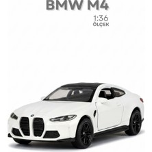 Craftivio Beyaz 1:36 Ölçek Die Cast Kapıları Açılır Lisanslı Bmw M4 Oyuncak Metal Model Araba