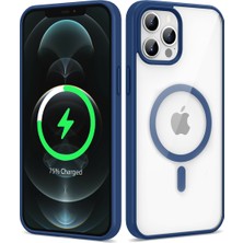 Efura Apple iPhone 12 Pro Max Kılıf Magsafe Wireless Şarj Özellikli Silikon Efr Ege Kapak-Mavi