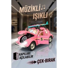 Craftivio Büyük Boy Metal Çek Bırak Vosvos Oyuncak Araba - Sesli Işıklı Kapıları Açılan Nostaljik Model
