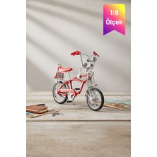 Craftivio Kırmızı Yüksek Kaliteli Metal 1:8 Ölçek Koleksiyonluk Die Cast Model Retro Vintage Bisiklet