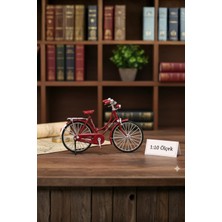 Craftivio Kırmızı Yüksek Kaliteli Metal 1:10 Ölçek Koleksiyonluk Die Cast Model Klasik Bisiklet