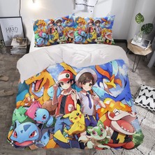 Sarel Pokemon Baskılı 3D Çift Kişilik Nevresim Takımı