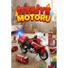 Craftivio 1:20 Ölçekli Sesli ve Işıklı Oyuncak Itfaiye Motosikleti - Kırmızı Model Motor (Fire Rescue)