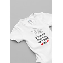 Overoz Beyaz Bebek Body Zıbın %100 Pamuk Baskılı Kısa Kol Desenli 6 - 9 Ay