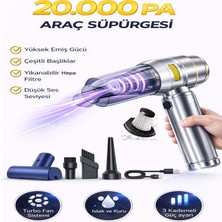 Moxti Araç Süpürgesi Şarjlı 120W 20.000PA Göstergeli Yeni Nesil  Filtre Extra Vakum ve Üfleme 9başlık