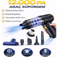 Moxti 12000PA Güçlü Vakum 2in1 Kablosuz Şarjlı Araç Süpürgesi ve Hava Üfleyici 2 Kademeli Araç Içi Süpürge