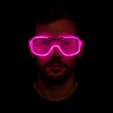 LTG Nova Pembe LED Işıklı Parti Gözlüğü - Neon Glow Şerit Gözlük 3 Modlu