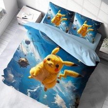 Sarel Pikachu Baskılı 3D Çift Kişilik Nevresim Takımı