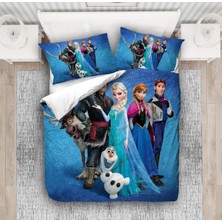 Sarel Elsa Frozen Baskılı 3D Çift Kişilik Nevresim Takımı