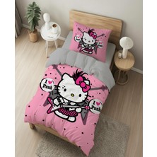Sarel Hello Kitty Baskılı 3D Tek Kişilik Nevresim Takımı