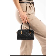 Özüm Takı Çanta Kadın Desenli El ve Omuz Kol Çantası Siyah