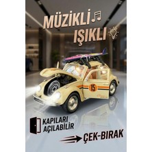 Craftivio Büyük Boy Metal Çek Bırak Vosvos Oyuncak Araba - Sesli Işıklı Kapıları Açılan Nostaljik Model