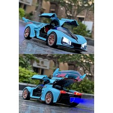 Craftivio Sesli Işıklı Buhar Atan Metal Die Cast Model Mavi Spor Oyuncak Araba 20X8X5 cm